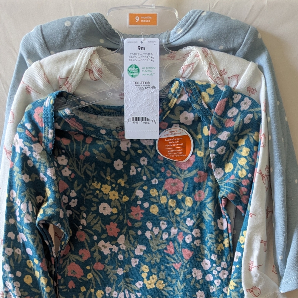 Baby Floral Long-Sleeve Bodysuit - Teal Floral